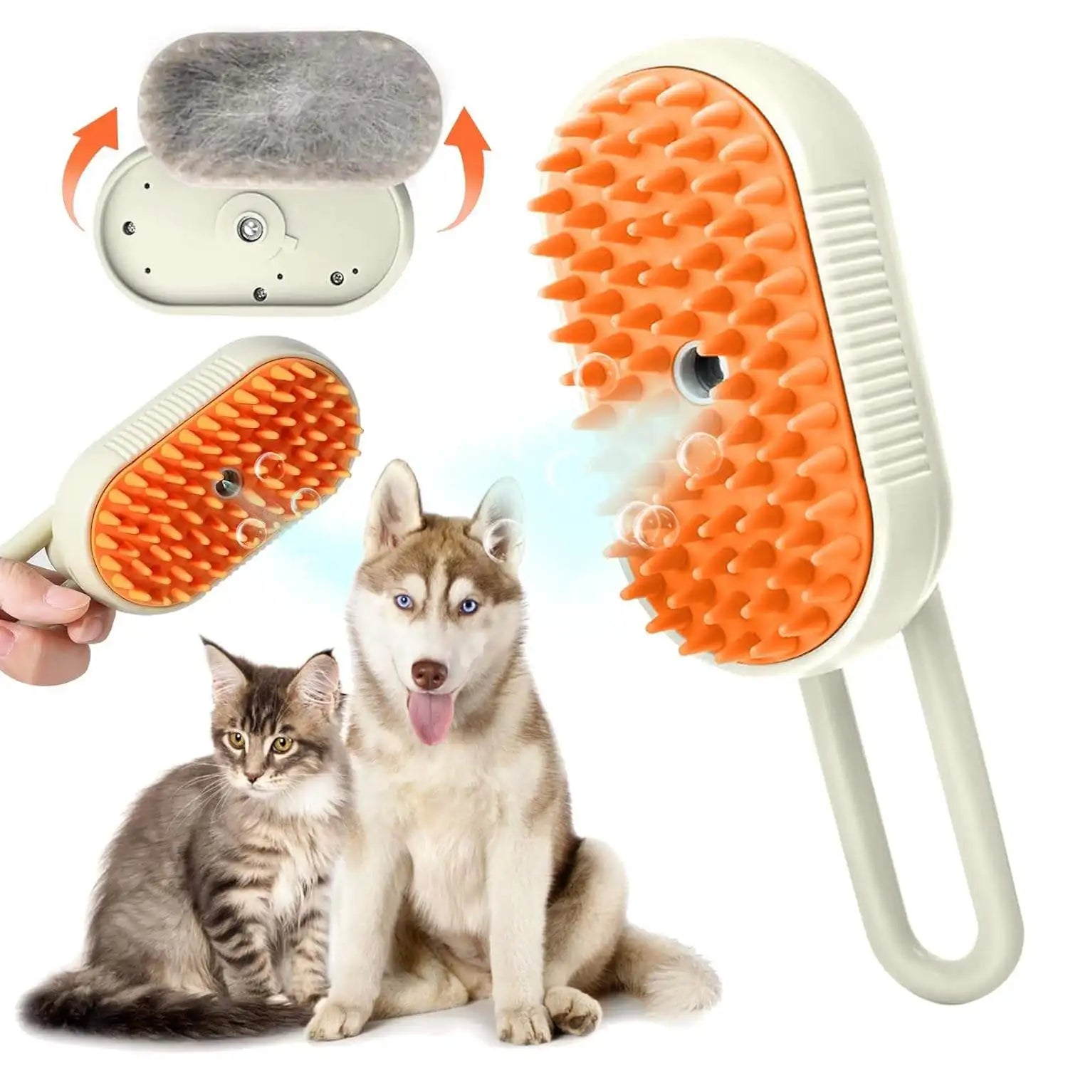 Revolutionize Your Pet Grooming Routine with the 2024 Pet Electric Spray Massage Comb Brush - Efficient, Battery-Powered Hair Removal for Cats and Dogs